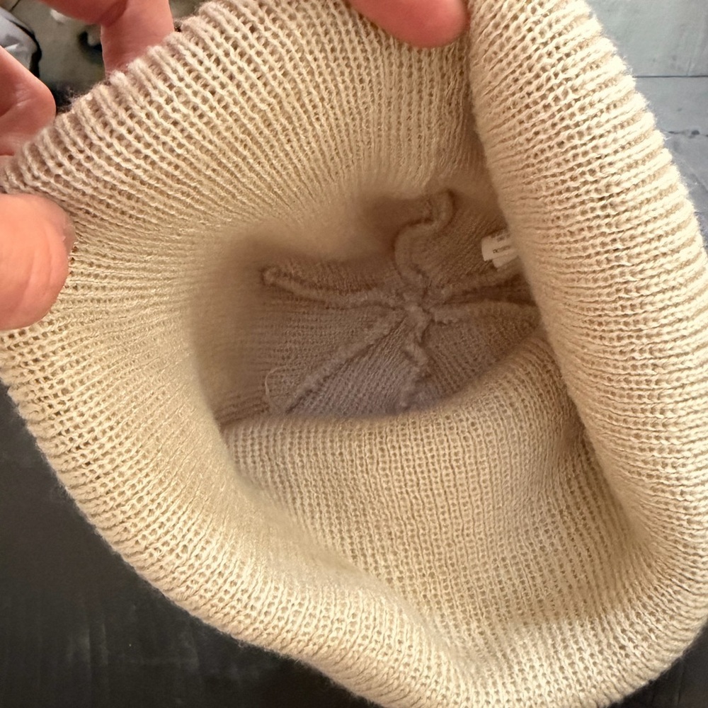 adidas Trefoil Knit Beanie in Light Beige - Picture 3 of 3